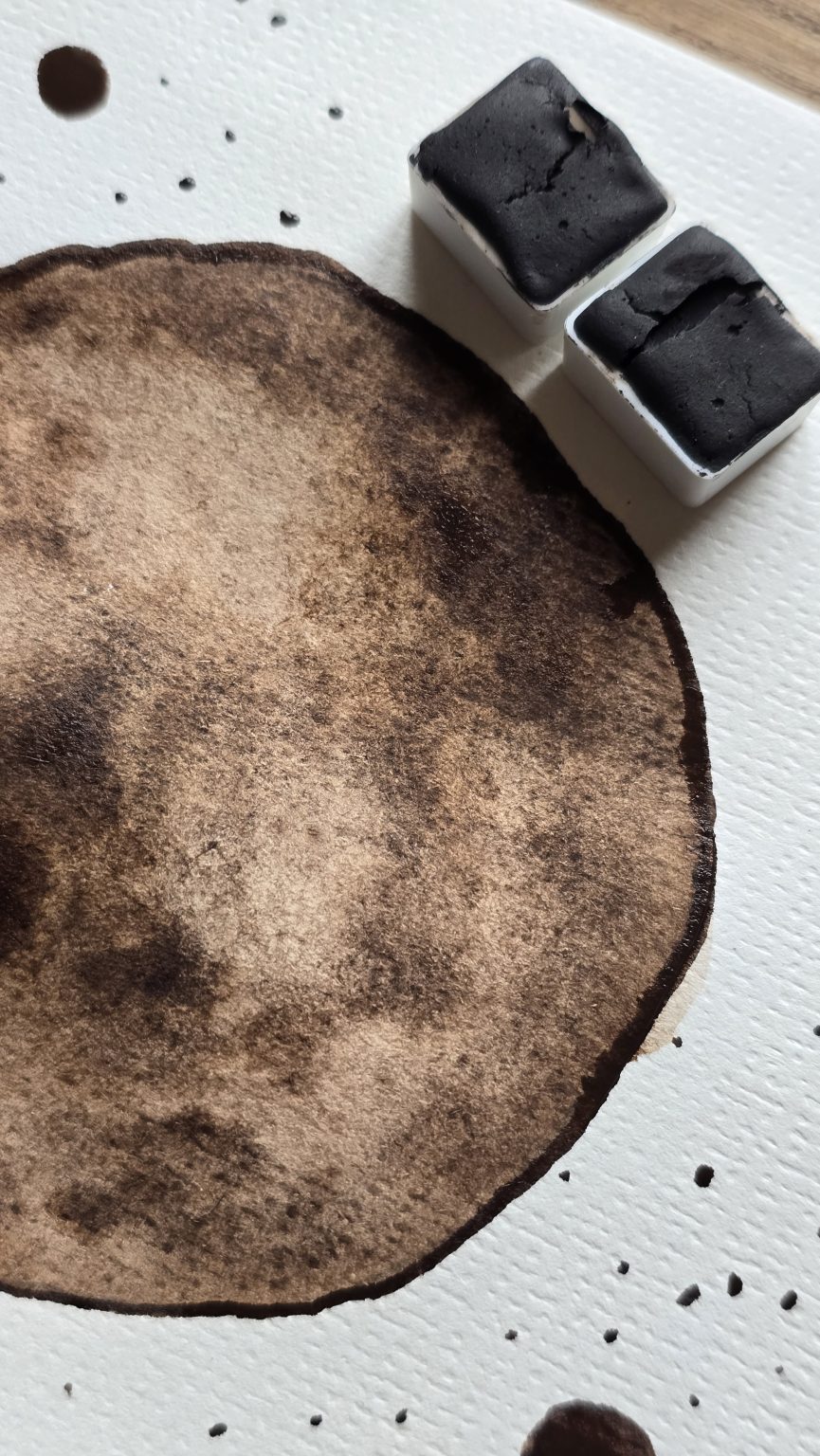 demi-godet d'aquarelle terre d'ombre brulée de chypre