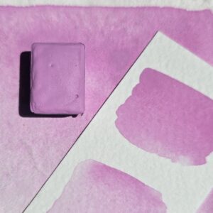 Aquarelle artisanale Barbapapa rose pastel nuageux fabriquée en France en demi-godet