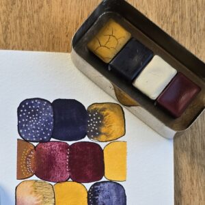 Palette de 4 aquarelles artisanales faites main dans une ancienne boîte d'infirmière, format compact