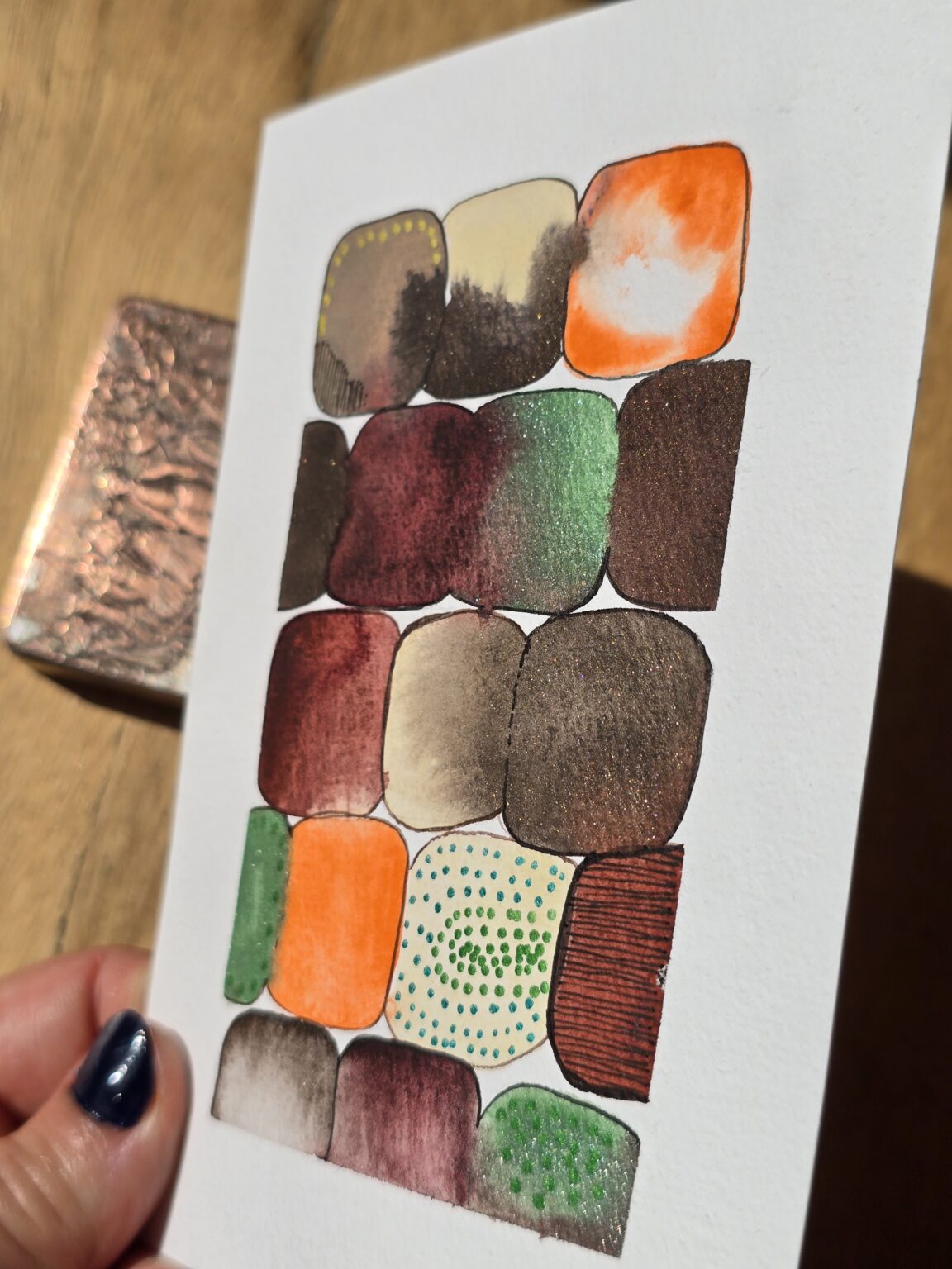 palette aquarelles arisanales en nacre