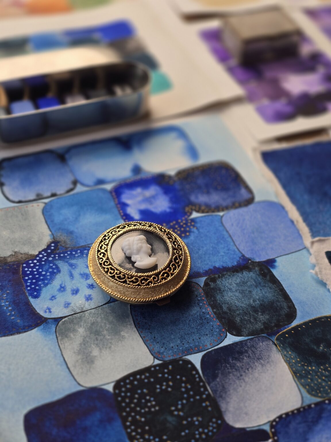 palette de bleus artisanaux