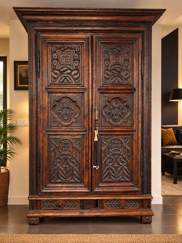 Armoire ancienne en chêne sculpté